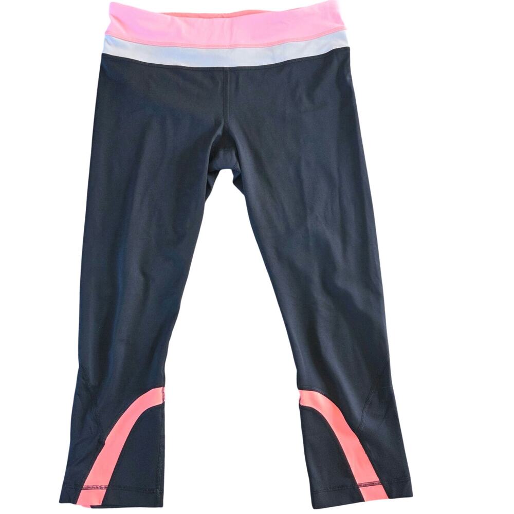 Lululemon Run Inspire Crop leggings size 8 black coral